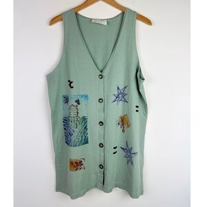 Vintage Sage Green Painted Stamped Tunic